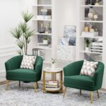 Andeworld Velvet Accent Chair, Upholstered Modern Single Sofa Side Chair,Comfy Barrel Club Living Room Armchair with Golden Metal Legs for Bedroom Living Reading Room Office, Green - Image 10