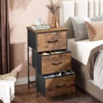 WLIVE Dresser with 3 Drawers, Fabric Nightstand, Organizer Storage Dresser for Bedroom, Hallway, Entryway, Closets, Sturdy Steel Frame, Wood Top, Easy Pull Handle, Rustic Brown Wood Grain Print - Image 3