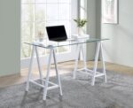 OSP Home Furnishings Middleton 47 Inch Desk with Clear Beveled Glass Top, White Base - Image 10
