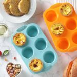 2PCS Silicone Muffin Cupcake Pan Molds, Ohola 6-Cavity Nonstick Silicone Muffin Pans for baking, Perfect for Cupcakes, Muffin, Brownies and More, BPA Free, 2 Pack (Orange and Peacock Blue) - Image 8