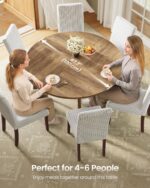 VASAGLE MAEZO Collection - Round Dining Table for 4-6 People, 47.2 Inches Circle Kitchen Table with Tapered Legs, Curved Transitions, for Dining Room, Kitchen, Honey Brown UKDT091KB02S - Image 5