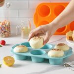2PCS Silicone Muffin Cupcake Pan Molds, Ohola 6-Cavity Nonstick Silicone Muffin Pans for baking, Perfect for Cupcakes, Muffin, Brownies and More, BPA Free, 2 Pack (Orange and Peacock Blue) - Image 6