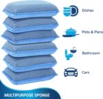 Miracle Microfiber Kitchen Sponge by Scrub-It (6 Pack) - Non-Scratch Heavy Duty Dishwashing Cleaning sponges- Machine Washable - (Blue) - Image 4