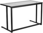 Flash Furniture Singleton Glass Desk with Black Pedestal Metal Frame - Image 5