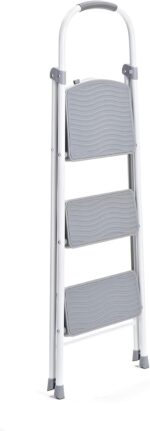 Rubbermaid 3 Step Folding Ladder, Steel Foldable Step Stool with Hand Grip, White - Image 9