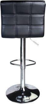 Leopard Modern Square PU Leather Adjustable Bar Stools with Back, Square Back Bar Stools Set of 2, Bar Height Swivel Barstools for Kitchen Counter (Black) - Image 6