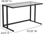 Flash Furniture Singleton Glass Desk with Black Pedestal Metal Frame - Image 4