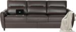 85” Office Brown Couch Sofa 3 Seater, Faux Leather Couch with USB Charging Port, Modern Mid Century Comfy Stain Resistant Sofa for Office, Living Room, Bedroom, Apartment (Brown) - Image 8