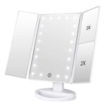 WEILY Makeup Mirror with 21 LED Lights,Two Power Supply Modes, Adjustable Touch Screen and 1x/2x/3x Magnification Tri-Fold Vanity Mirror,Chargeable Travel Cosmetic Mirror for Desktop(White) - Image 2