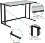 Flash Furniture Singleton Glass Desk with Black Pedestal Metal Frame - Image 6
