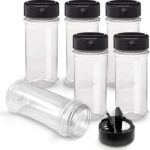 RoyalHouse 6 Pack 5.5 Oz Plastic Spice Jars with Black Cap, Clear and Safe Plastic Bottle Containers with Shaker Lids for Storing Spice, Herbs and Seasoning Powders, BPA Free, Made in USA - Image 2