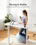 Marsail Glass Electric Standing Desk with Drawer, 40 x 24 Inches Height-Adjustable Desk, One-Piece Tempered Glass Top, Ergonomic Home Office Sit Stand Desk with 4 Preset Heights, White - Image 7