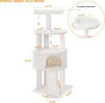 45in Cat Tree Tower with Big Condo for Indoor Kitten,Cat Tower with Scratching Post,Scratching Board and Cat Toys,Multi-Level,Small Space,Transformer Cat Tree, Beige(New) - Image 4