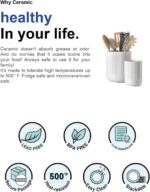 LE TAUCI Utensil Holder, 7.3"+5.4" Ceramic Kitchen Utensil Holder for Countertop, Large Cooking Utensil Crocks for Kitchen Counter Decor, Morden Utensil Organizer for Spatula, Set of 2, White - Image 8