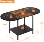 Coffee Tables for Living Room,2-Tier Small Oval Center Table Industrial Modern Style Coffee Tables with Storage Shelf and Wood Tabletop for Small Space,Home Office,Brown & Black - Image 3