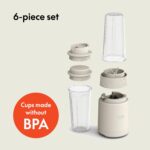 bella 6 Pcs Portable Rocket Blender, Juicer & Smoothie Maker, Press & Twist Design, EverGood™ & BPA Free Dishwasher Safe Parts, 4 Tip Stainless Steel Blade, Cord Wrap, 240 Watt Motor, Oatmilk - Image 3