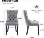 Velvet Dining Chairs Set of 6,Upholstered Dining Chairs with Ring Pull Trim and Button Back,Modern Seating for Kitchen, Bedroom & Living Room(Grey) - Image 4