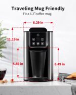 Hot & Iced Coffee Maker with Bold Setting, Single Serve Coffee Maker for K Cup and Grounds, 6-14 Oz Brew Sizes, 50 Oz Removable Water Tank, One Cup Coffee Machine with Reusable Filter, Black - Image 8