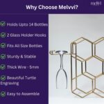 Melvvi Wine Rack Black Metal Large 15" Countertop 3-Tier Stand Holds 14 Bottles & 2 Glasses, Perfect for Kitchen & Bar – No Assembly Required - Image 8