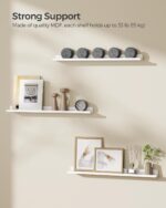 SONGMICS Floating Shelves, Set of 3 Wall Shelves, 31.5-Inch Wide, for Photo Frames and Trinkets, for Living Room, Home Office, Kitchen, Bathroom, White ULWS081W01 - Image 5
