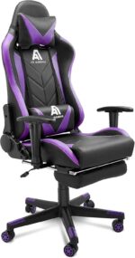 Gaming Chair High Back Ergonomic Computer Racing Chair Adjustable Office Chair with Footrest, Lumbar Support Swivel Chair - Upgraded Version BlackPurple - Image 2