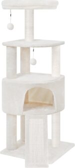 45in Cat Tree Tower with Big Condo for Indoor Kitten,Cat Tower with Scratching Post,Scratching Board and Cat Toys,Multi-Level,Small Space,Transformer Cat Tree, Beige(New) - Image 9