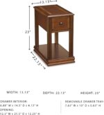 Signature Design by Ashley Breegin Chair Side End Table, 1 Drawer, 1 Fixed Shelf, Veneers, Wood, 13.13" W x 22.13" D x 23" H, Brown - Image 4