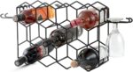 Melvvi Wine Rack Black Metal Large 15" Countertop 3-Tier Stand Holds 14 Bottles & 2 Glasses, Perfect for Kitchen & Bar – No Assembly Required - Image 2