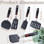 Silicone Spatula Turner, 5-Pack Spatulas Silicone Set for Nonstick Cookware, 600°F Heat Resistant Kitchen Cooking Utensils Set for Egg, Pancake Dishwasher Safe - Image 3