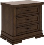 Signature Design by Ashley Taffenbrook Farmhouse 3-Drawer Nightstand with Felt-Lined Top Drawer, Power Supply and USB Ports, 28.5" W x 18.25" D x 26.5" H, Dark Brown - Image 2