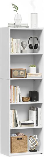 ZENY 5-Tier Shelf Bookcase, Freestanding Wood Storage Display Open Bookshelf for Home Office, White - Image 2