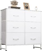 WLIVE White Dresser for Bedroom, 6 Drawer Double Dresser, Fabric Storage Tower with Fabric Bins, Chest of Drawers for Closet, Living Room, Hallway - Image 2