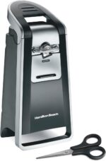 Hamilton Beach Smooth Edge Electric Automatic Can Opener for Kitchen with Easy Push Down Lever, Extra Tall, Includes Stainless Steel Scissors, Black and Chrome (76607) - Image 2