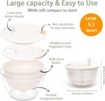 5.3QT Large Lettuce & Fruit Spinner Washing Bowl - Spin Dry Greens, Vegetables & Salad | Multitasking Kitchen Tool with Slicer, Grater & Lemon Juicer - Image 8