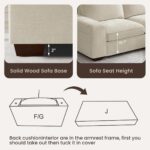 PARKOL 99" L-Shaped Sectional Couch with Storage, Sofa with Reversible Chaise, USB Type-C Charging, Chenille Fabric, Removable Cushion Covers, for Small Space, Apartment, Living Room, Beige - Image 4