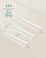 SONGMICS Floating Shelves, Set of 3 Wall Shelves, 31.5-Inch Wide, for Photo Frames and Trinkets, for Living Room, Home Office, Kitchen, Bathroom, White ULWS081W01 - Image 4