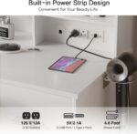 YESHOMY Vanity Desk with Mirror, Power Outlet and 10 Lights, Makeup Table with 4 Drawers, 3 Color Modes Available for Bedroom, White - Image 6