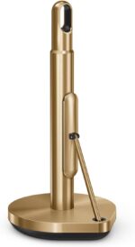 simplehuman Tension Arm Standing Paper Towel Holder, Heavy-Duty, Easy One-Handed Tear, Kitchen Countertop, Brass Stainless Steel - Image 2