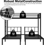 Twin Triple Bunk Bed, Heavy Duty Metal Bunk Bed with Guardrails, Ladder, Detachable Into 3 Twin Beds for Kids, Teens and Adults, Space-Saving Design, No Box Spring Needed, Black - Image 6
