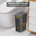 N. NETDOT 3 Pack 10 Liter Small Trash Can with lid, 2.6 Gallon,Garbage Can Slim Trash Bin Waste Basket for Bathroom,Kitchen,Bedroom,Living Room,Office,Laundry - Black - Image 3