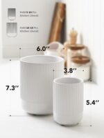 LE TAUCI Utensil Holder, 7.3"+5.4" Ceramic Kitchen Utensil Holder for Countertop, Large Cooking Utensil Crocks for Kitchen Counter Decor, Morden Utensil Organizer for Spatula, Set of 2, White - Image 7