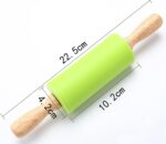 Green Rolling Pin, 9 Inch Silicon Rolling Pin with Wooden Handle for Kneading the Dough of Baking Bread, Pizza, Cookie, Noodles (green, 9 inch) - Image 3