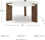 Signature Design by Ashley Isanti Modern Coffee Table with Marble Top, White & Light Brown - Image 4