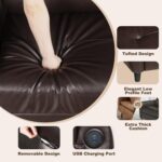 85” Office Brown Couch Sofa 3 Seater, Faux Leather Couch with USB Charging Port, Modern Mid Century Comfy Stain Resistant Sofa for Office, Living Room, Bedroom, Apartment (Brown) - Image 6