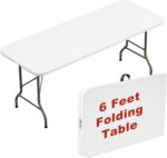 Elevon Folding Table, 6 Feet Heavy Duty Fold-in-Half Utility Table Indoor Outdoor for Camping, Picnic, Party - Image 2