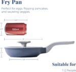 PRICUSIS Nonstick Ceramic Frying Pan with Lid, Non Toxic Skillet, Healthy Egg Pan Nonstick Omelet Pan Chef's Pan, PTFE PFOA & PFAS Free, Induction Compatible (8Inch W/L) - Image 3