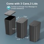 N. NETDOT 3 Pack 10 Liter Small Trash Can with lid, 2.6 Gallon,Garbage Can Slim Trash Bin Waste Basket for Bathroom,Kitchen,Bedroom,Living Room,Office,Laundry - Black - Image 8