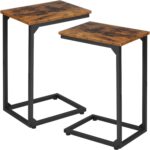 AMHANCIBLE C Shaped Side Table, End Tables Living Room Set of 2, Slide Under Couch Table for Sofa, TV Trays for Bedroom, Small Space, Rustic Brown HET02CBR - Image 2