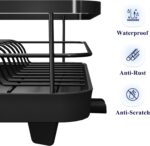 Kitsure Dish Drying Rack - Compact Dish Rack with Utensil Holder & Adjustable Water Outlet, Rust-Proof & Scratch-Resistant Drying Rack for Kitchen, 14.5" x 12.0" x 4.0", Black - Image 6