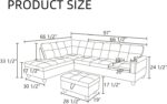L Shaped Couch, Modular Sectional Sofa with Chaise, Modern Modular Sofas Furniture Sofa Couches for Living Room/Apartment/Office/Bedroom, Ginger - Image 3